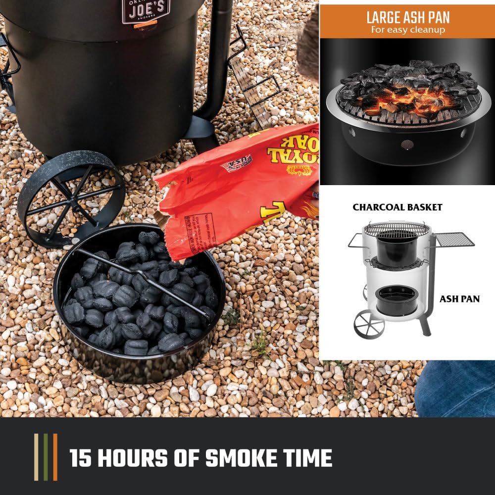 Oklahoma Joe's Bronco Pro 21.5 in. Heavy Duty Charcoal Drum Smoker and Grill with 366 sq. in. Cooking Area in Black