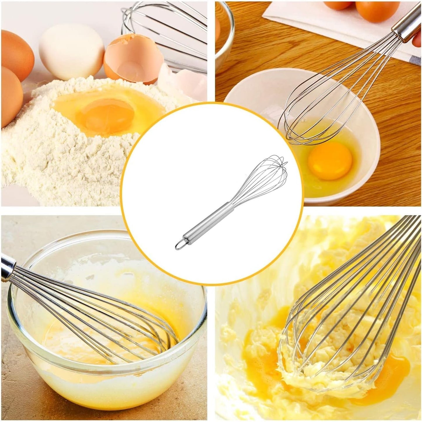 Utoolmart Whisk, 8 Inch Stainless Steel Egg Wire Whisk, Professional Kitchen Tool for Cooking and Baking