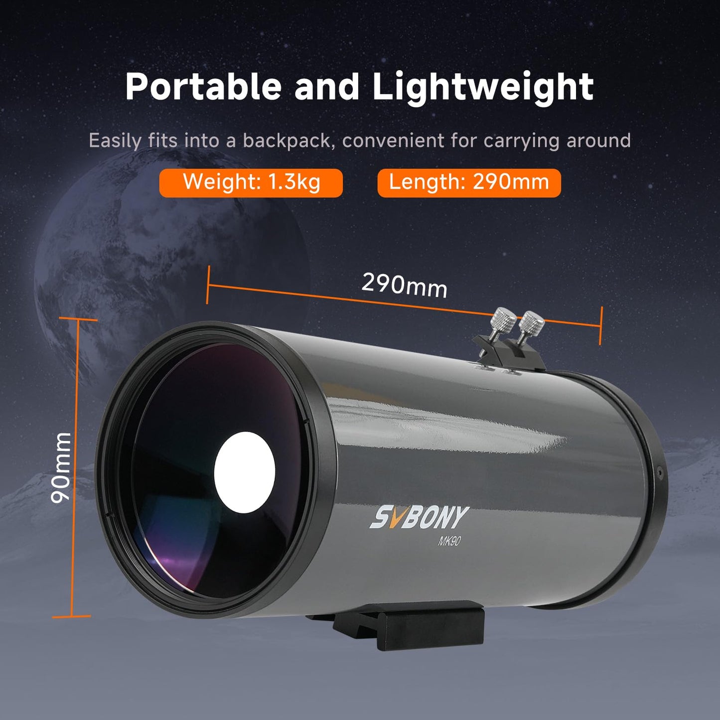 SVBONY MK90 60-180x90mm Angled High Magnification Spotting Scope, Compact and Lightweight Maksutov Spotting Scope with Eyepiece, Diagonal and Tripod for Long-Range Target, Astronomy Viewing