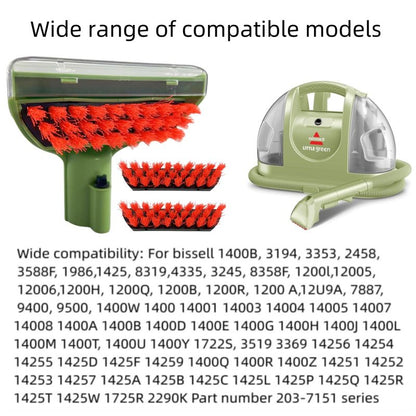 Upgraded 5.3in 1400B Little Green Machine Multi-Purpose Tools Brush detachable Replacement Parts Compatible with bissell 4075 3194 3353 2458 3588F 1425 Tough Stain Brush Tool Attachments (Green 1+1)
