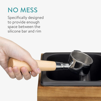 Navaris Coffee Knock Box, Stainless Steel and Wood Bin for Espresso Machine Coffee Grounds with Silicone Bar for