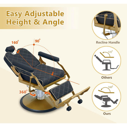 Barber Chair Hair Salon Chair,Heavy Duty 700 LBS, for Hair Stylist Barber Beauty Tattoo Massage(Gold)
