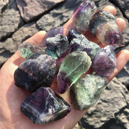 Simurg Raw Fluorite Stone 1lb ''A'' Grade Rainbow Fluorite Rough Crystal ‌Aroma Stone - Green Fluorite Rocks for Cabbing, Tumbling, Cutting, Lapidary, Polishing, Reiki Crystal Healing