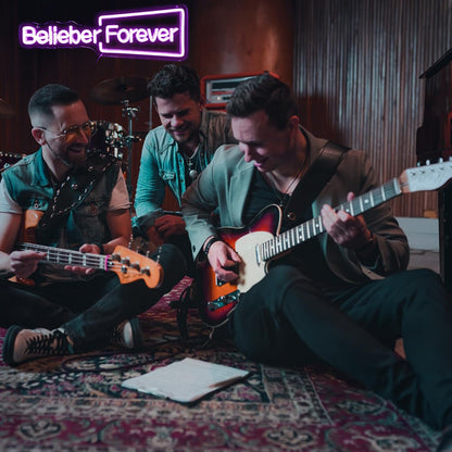 Belieber Forever Neon Sign - LED Wall Light for Bedroom, Dorm, Party Decor, Pop Star Fan Art Gift