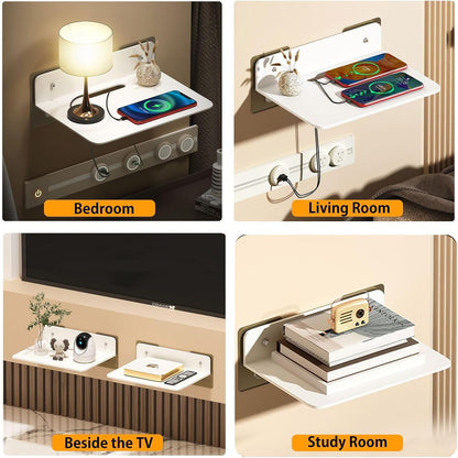 Projector Wall Mount Shelf Floating, Metal Projector Shelf for Wall, No Drilling Projector Stand for Cable Box