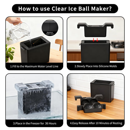 Clear Ice Ball Maker,2 Cavity Ice Ball Maker Mold for Whiskey,2.7 Inch Round Sphere Ice Maker,Idea Gifts for Dad Boyfriend Boss Men who Have Everything