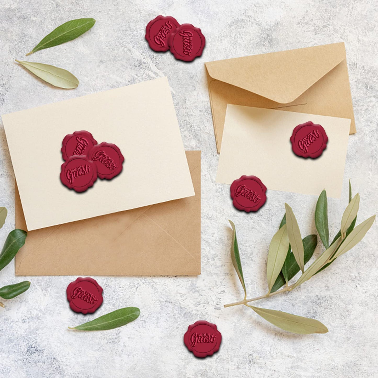 CRASPIRE 50pcs Wax Seal Stickers Red Be Our Guest for Wedding Envelope Adhesive Vintage Sealing Stamp Sticker Invitation Card DIY Craft Adhesive Waxing Gift Wrapping