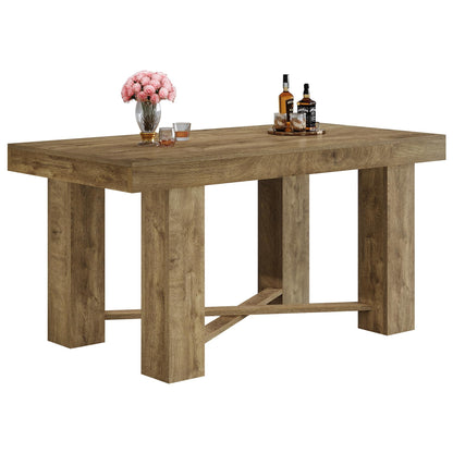 Tribesigns 55" Wooden Bar Table, Farmhouse Rectangular Counter Height Table, Modern Home Bar Furniture for Kitchen, Dining Room, Living Room, Pub, Bistro, Basement, Natural Wood
