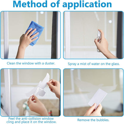 Boao Large Size Anti-Collision Window Clings, Translucent/Dusted Bird Deterrent for Doors, Windows & Glass