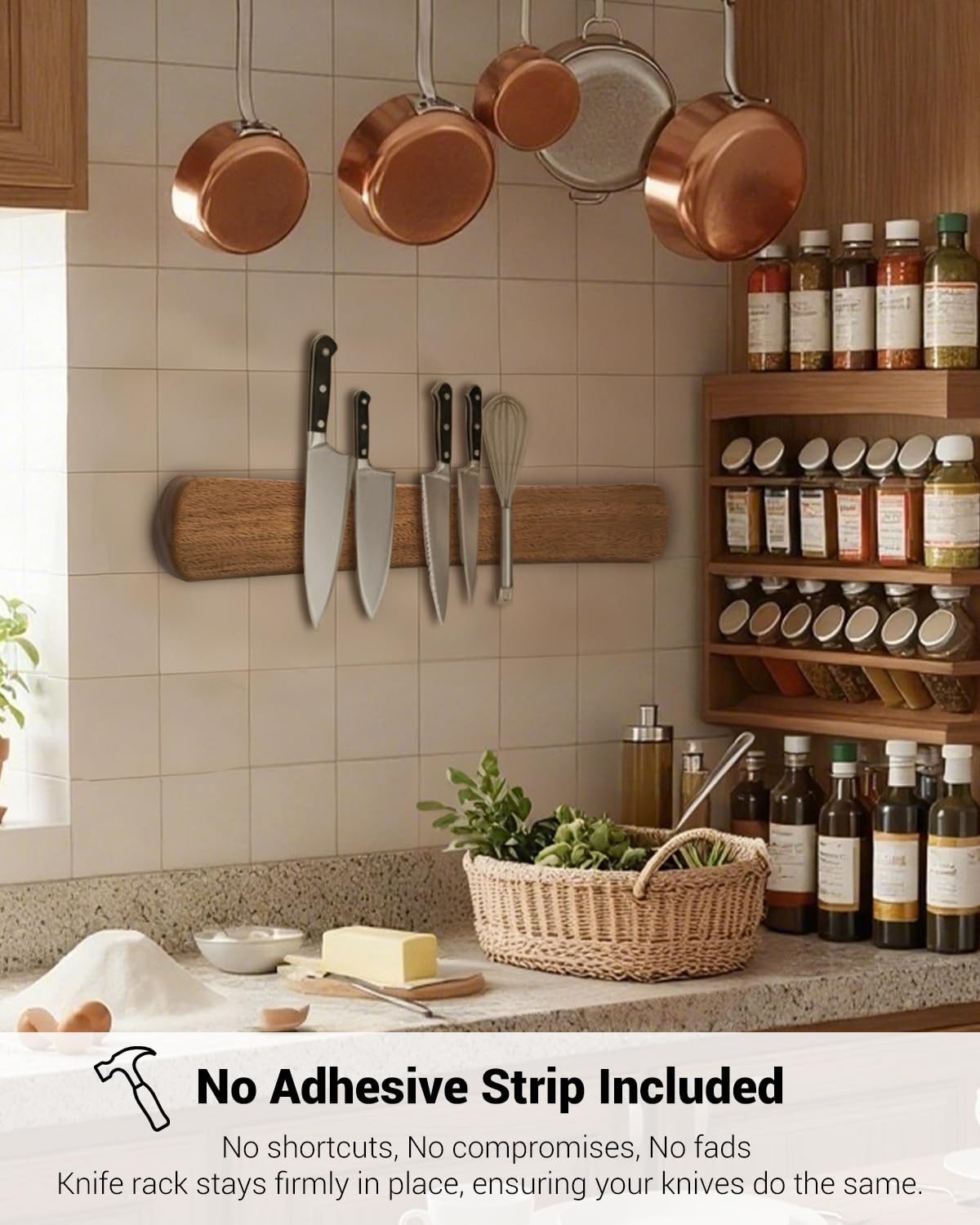 Swaitee Magnetic Knife Holder for Wall, 10 Inch Wood Strong Magnetic Knife Strip, Small Kitchen Storage Space Savers, Rv Apartment Farmhouse Accessories Organizer, Housewarming Gifts for New Home