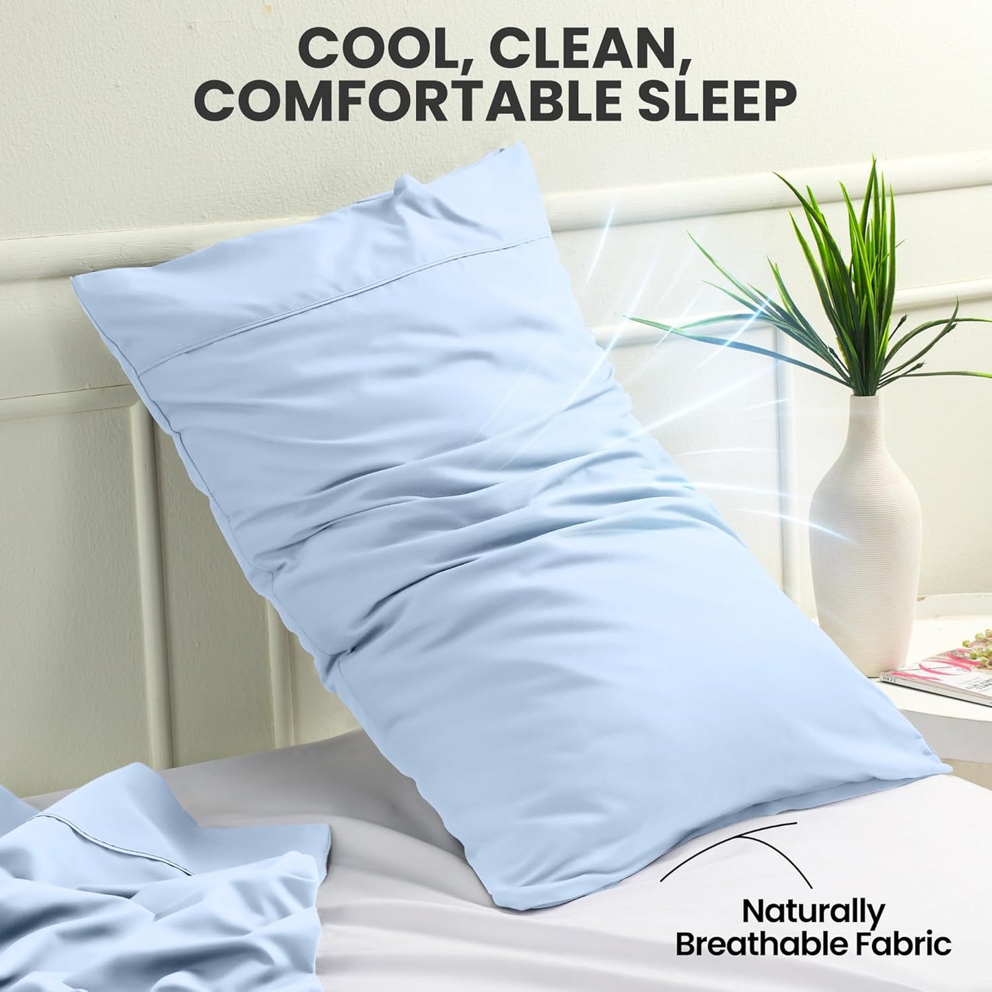 Utopia Bedding King Size Pillow Cases 2-Pack - Soft Brushed Microfiber - Oeko-TEX Certified, 20x40 Inches (Ice Blue)