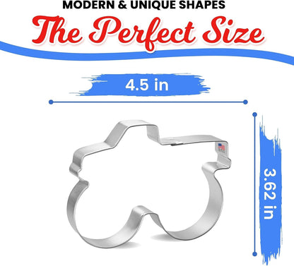 Monster Truck Cookie Cutter, 5 Inch, Made in the USA, Tin Plated Steel