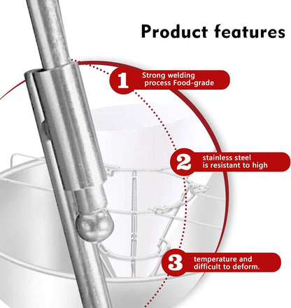 Fryer Oil Filter Stand - Cooking Oil Filter with Foldable Arm Design and Detachable Filtration Bowl