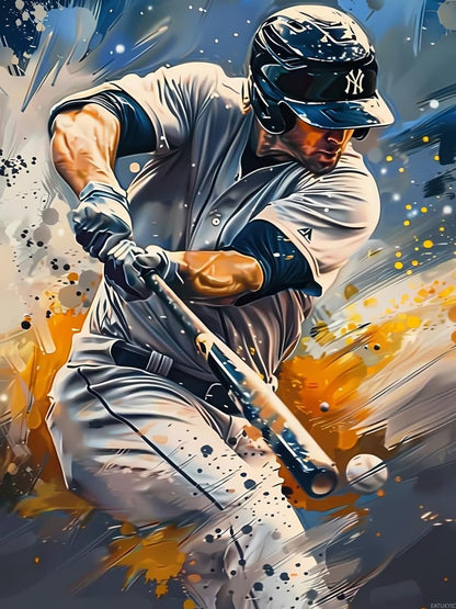 EATUKYIC DIY Baseball Diamond Painting, The Handsome Baseball Player Paint by Numbers for Beginners, Full Round Diamond Art Kits for Room Decor Living Room Decor 12x16 inch