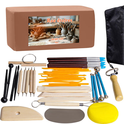 Air Dry Clay Kit 10 LBs + 42 Pcs Pottery Tools - Non-Toxic Organic Clay for Sculpting, Hand Modeling & Throwing Classes Ceramics Workshops (Red)