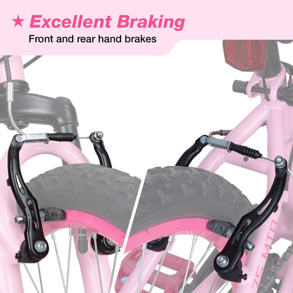 WEIZE 24 Inch Kid Mountain Bike,Kid Bike for Girls Age 6-14 Year Old,6 Speed Kid Bicycle with Front Suspension Fork,Adjustable Seat Height,High-Carbon Steel Frame,Ideal for Girl Adventurers,Pink