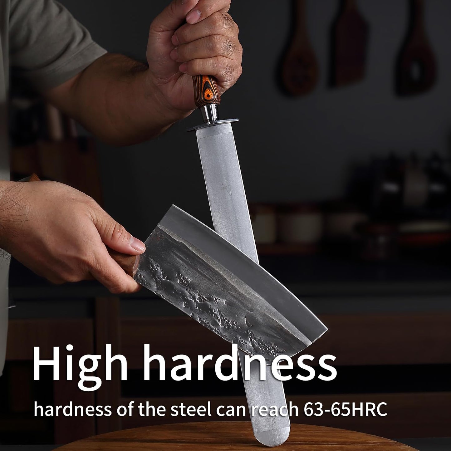 KINTIF Honing Steel 12 inch Flat Honing Rod Heavy-Duty Sharpening Steel, Fine Cut, High hardness, Ideal For Butcher Knives and Chef Knives, Knife Sharpeners