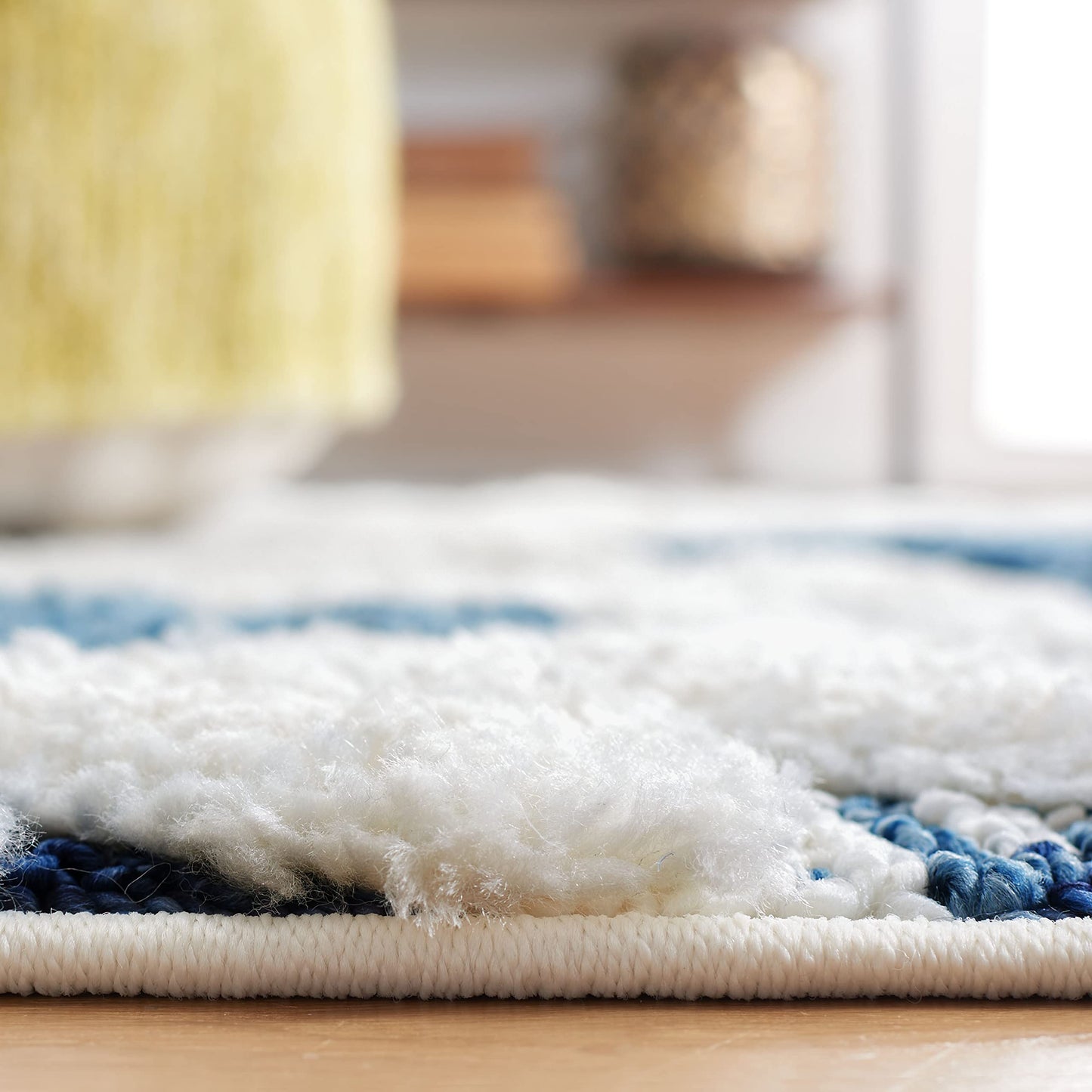 SAFAVIEH Area Rug 8x10 - Moroccan Tassel Shag Collection - Large - Blue & Ivory, Non-Shedding & Easy to Clean, Plush High-Low Texture, Ideal for Living Room, Bedroom, Dining Space (MTS688M)