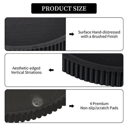 Hanobe Decorative Tray for Coffee Table: 12" Black Round Centerpiece Tray for Home Decor - Wood Modern Farmhouse Decor for Living Dining Room Kitchen Island Tabletop