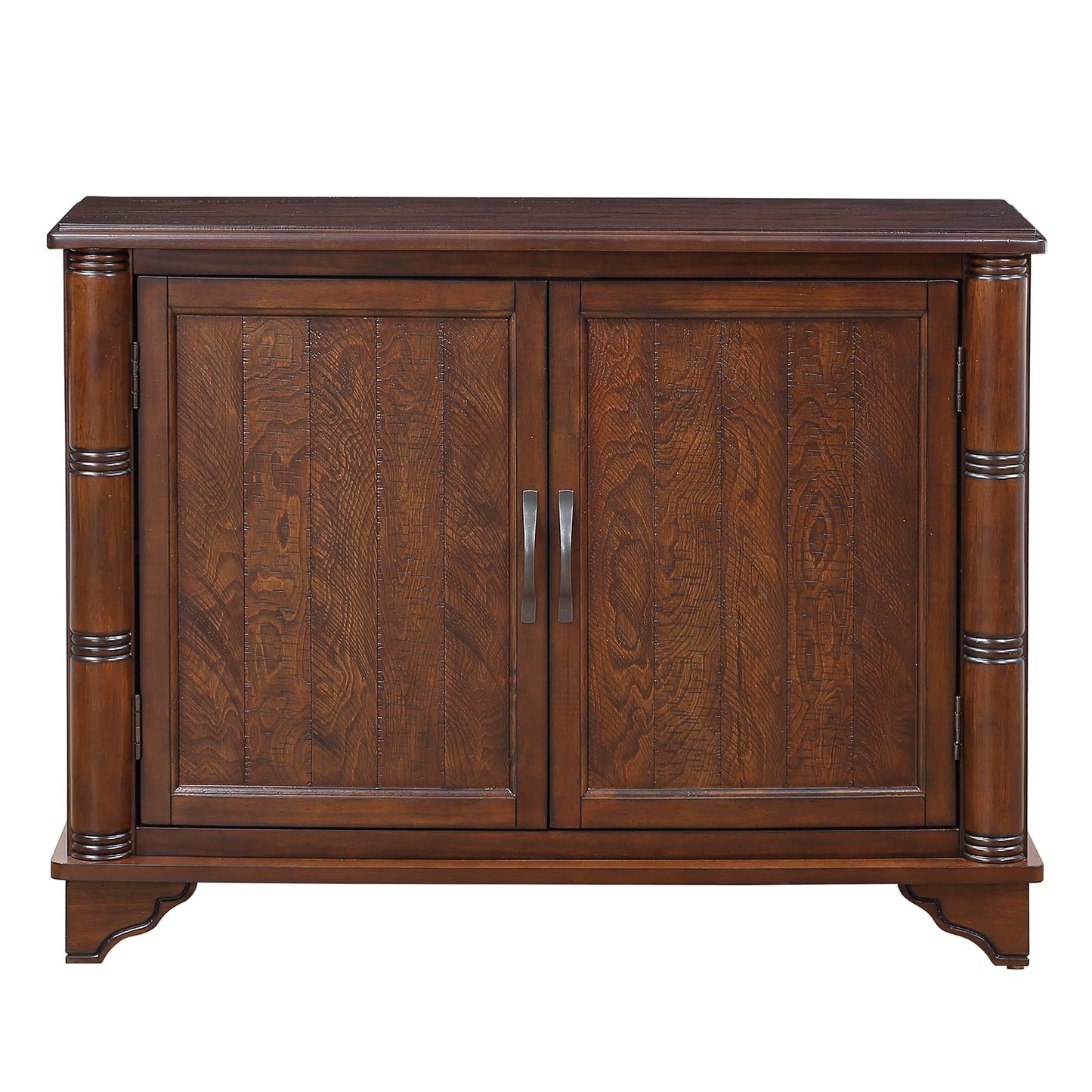 HMFULE 40" Sideboard Cabinet 2-Doors Solid Wood, Retro Buffet Cabinet with Storage Adjustable Shelf, Console Table Accent for Hallway, Living Room, Dining Room, Kitchen, Entry Way (Brown)