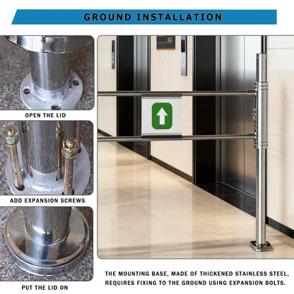 Manual 90° Pedestrian Gate, Automatic Closing Metal Double Door, One-Way Entry Security Turnstile for Supermarkets - Durable Silver 2.60m/23.6in Access Control Gate