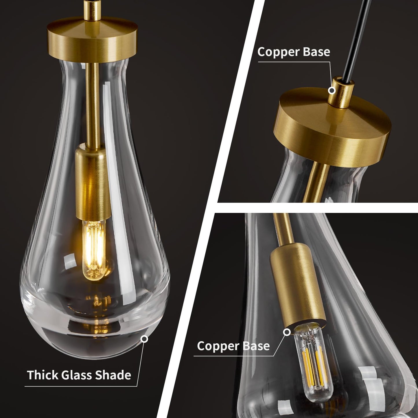 Raindrop Pendant Lights Kitchen Island: 2-Lights Crystal Teardrop Gold Pendant Light Fixture over Dining Table - Modern Glass Gold Rain Drop Ceiling Chandelier Bedroom Bathroom Breakfast Bar Lighting