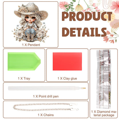 DOMROM Cowgirl Diamond Art Hanging Kits for Adults Beginners, Special Shaped Crystal Diamond Painting Cowgirl Pendant, DIY Diamond Art Suncatchers for Home Garden Wall Decor Gift
