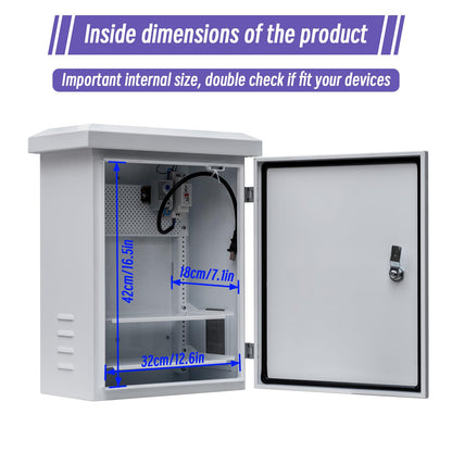 Outdoor Enclosure Electrical Weatherproof Box - 19.7x15.7x7.9 Outdoor Network Cabinet Enclosure with Cooling Fan and Thermostat Kit, Wall/Pole Mount(500x400x200mm)
