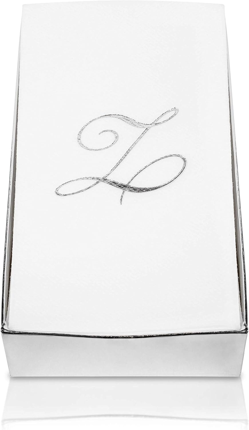 15.5 12 50 Count AH AMERICAN HOMESTEAD Disposable Napkins - Silver Monogram Guest Towel Napkins, Quilted Cloth-Like
