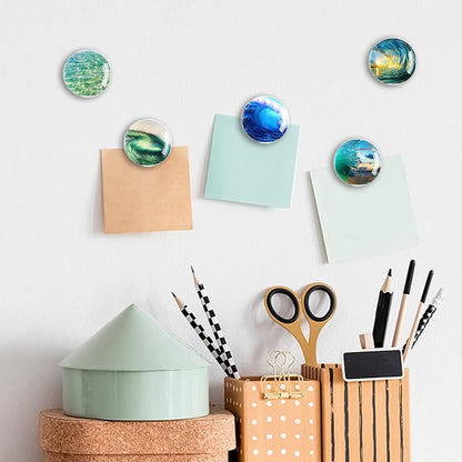 DARUITE 12Pcs Glass Fridge Magnets for Crafts, Strong Small Magnets for Kitchen, Office, Classroom