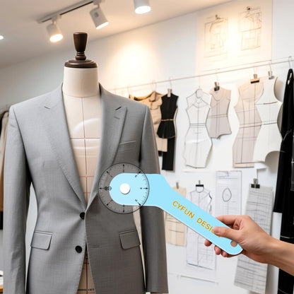 2Pcs/Set 12inch&8inch Sewing Wheel Ruler for Measuring Curves；360 Degrees Rotating Acrylic Rolling Rulers for Tailors, Dressmakers & Seamstresses necklines, Trim, Ruffles, Binding, Etc.