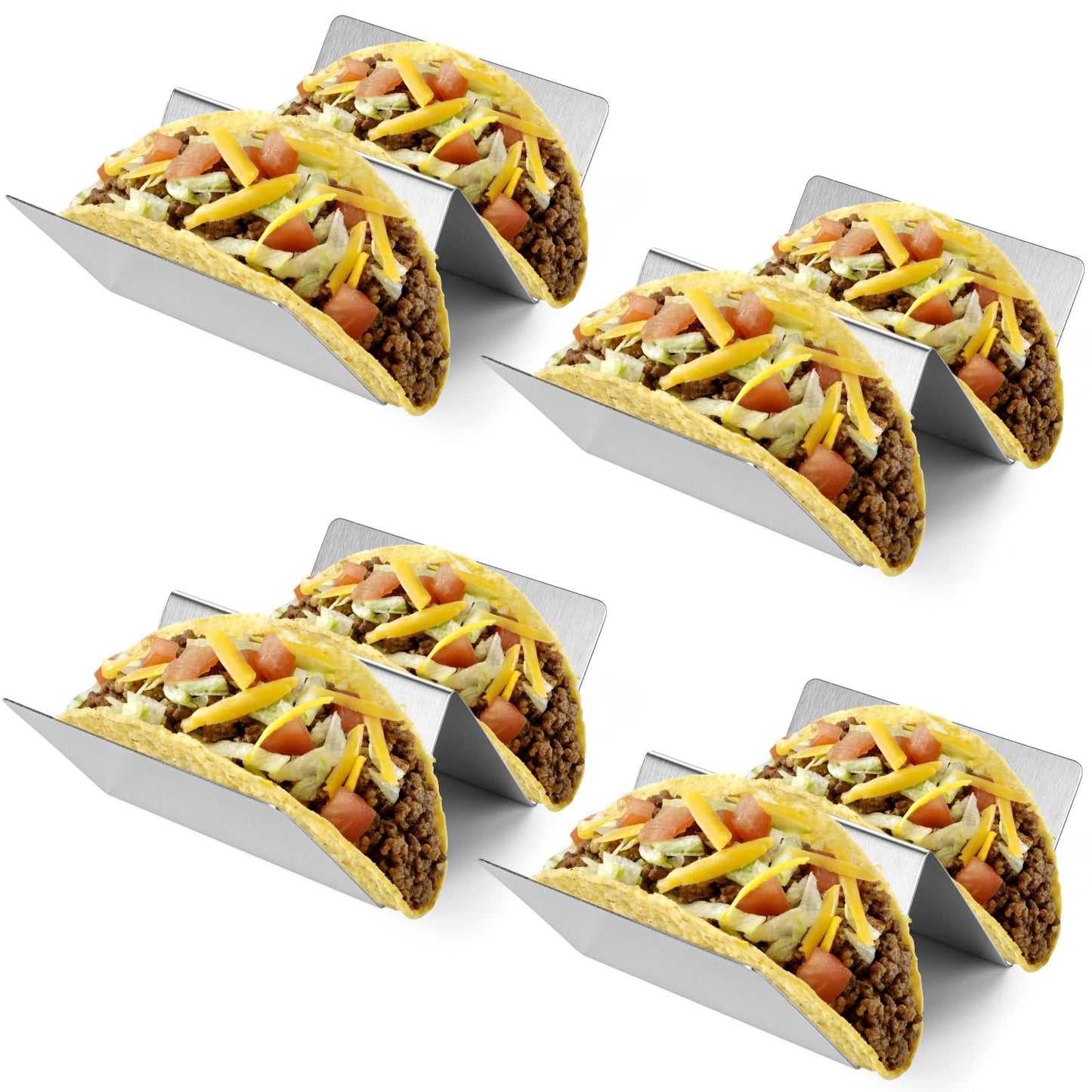 Taco Holder Set of 4 Stainless Steel Taco Holder Each Metal Taco Stands for 2 Tacos, Dishwasher Microwave Safe (Set of 4)