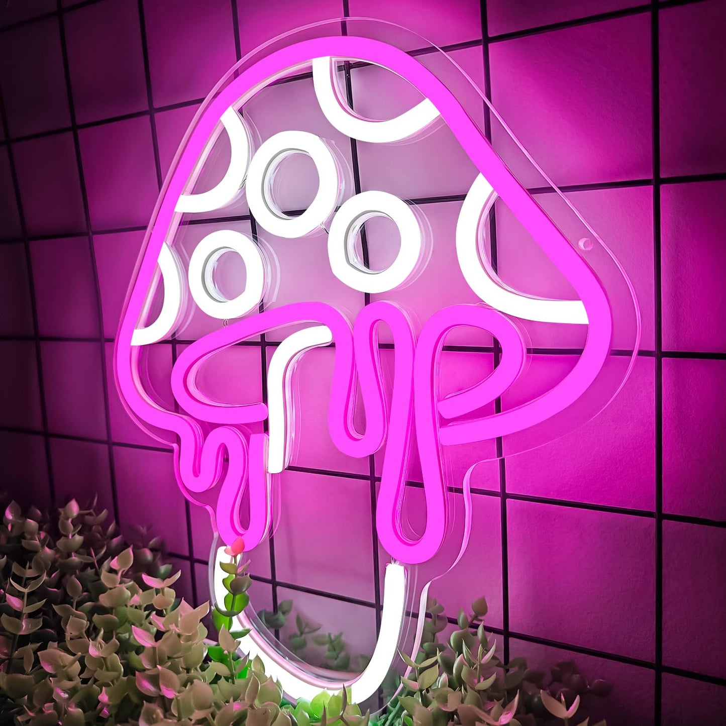 Ajoyferris Mushroom Neon Sign Dimmable Neon Light Sign Mushroom Night Light 3D Light Up Mushrooms Neon Signs for Wall Decor Game Room Bedroom Gift for Kids(Ice Blue)