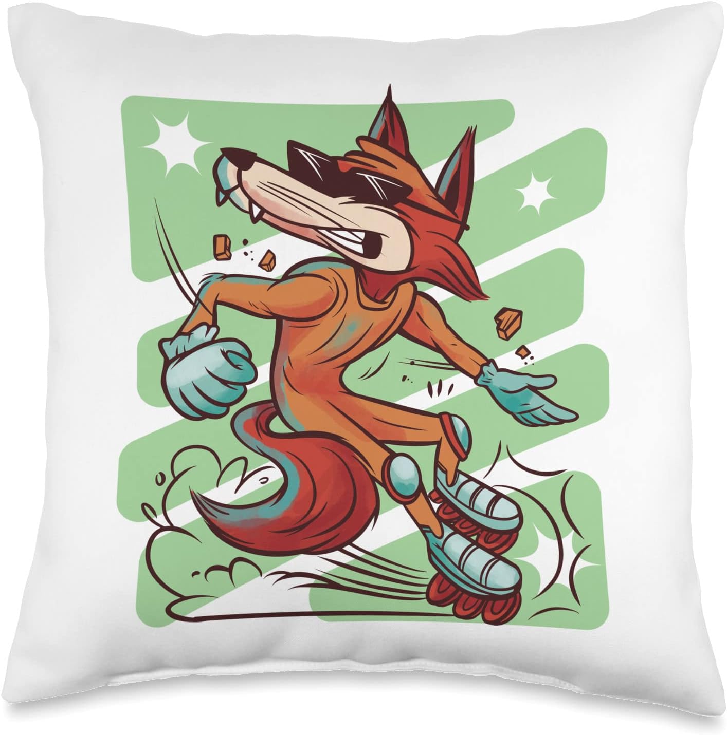 Children Roller Blades Boys & Girls Motif Fox Inline Skates I Kids Rollerblades Throw Pillow, 16x16, Multicolor