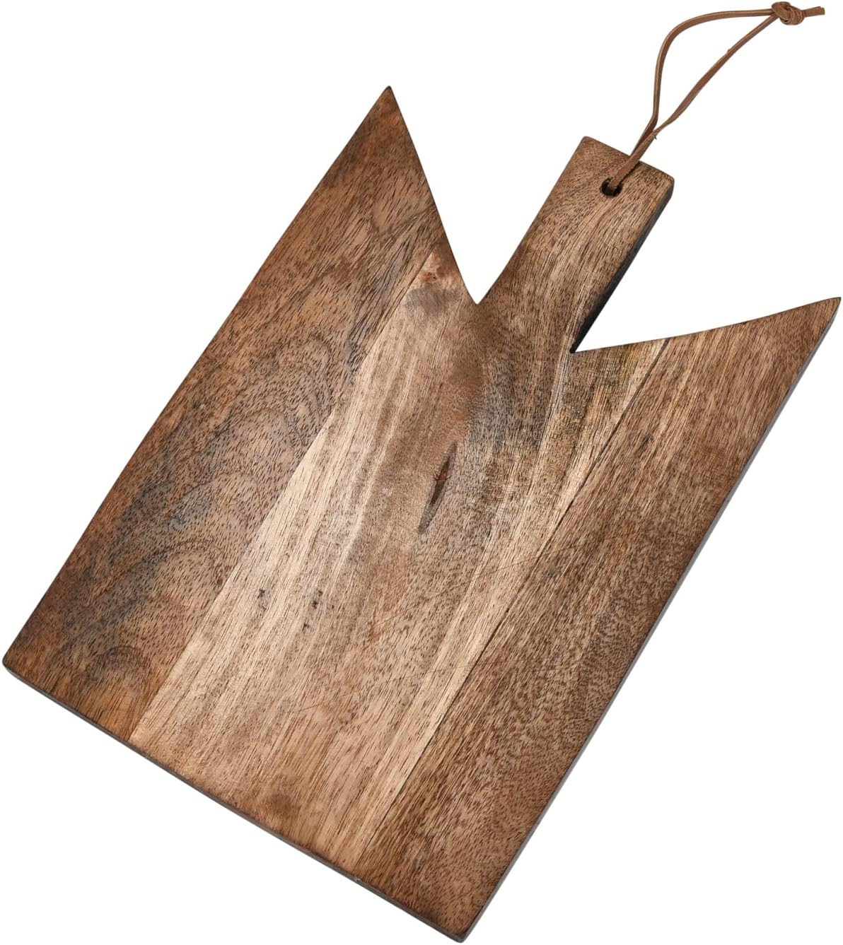 Main + Mesa Geometric Wood Cutting Board, Medium Natural with Leather Tie