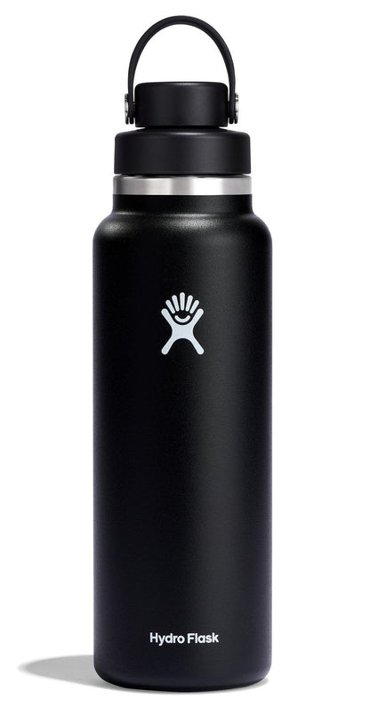 Hydro Flask Water Bottle - Insulated Stainless Steel - Wide Mouth Chug Lid, Non Spill, Leakproof in 40 Oz Black
