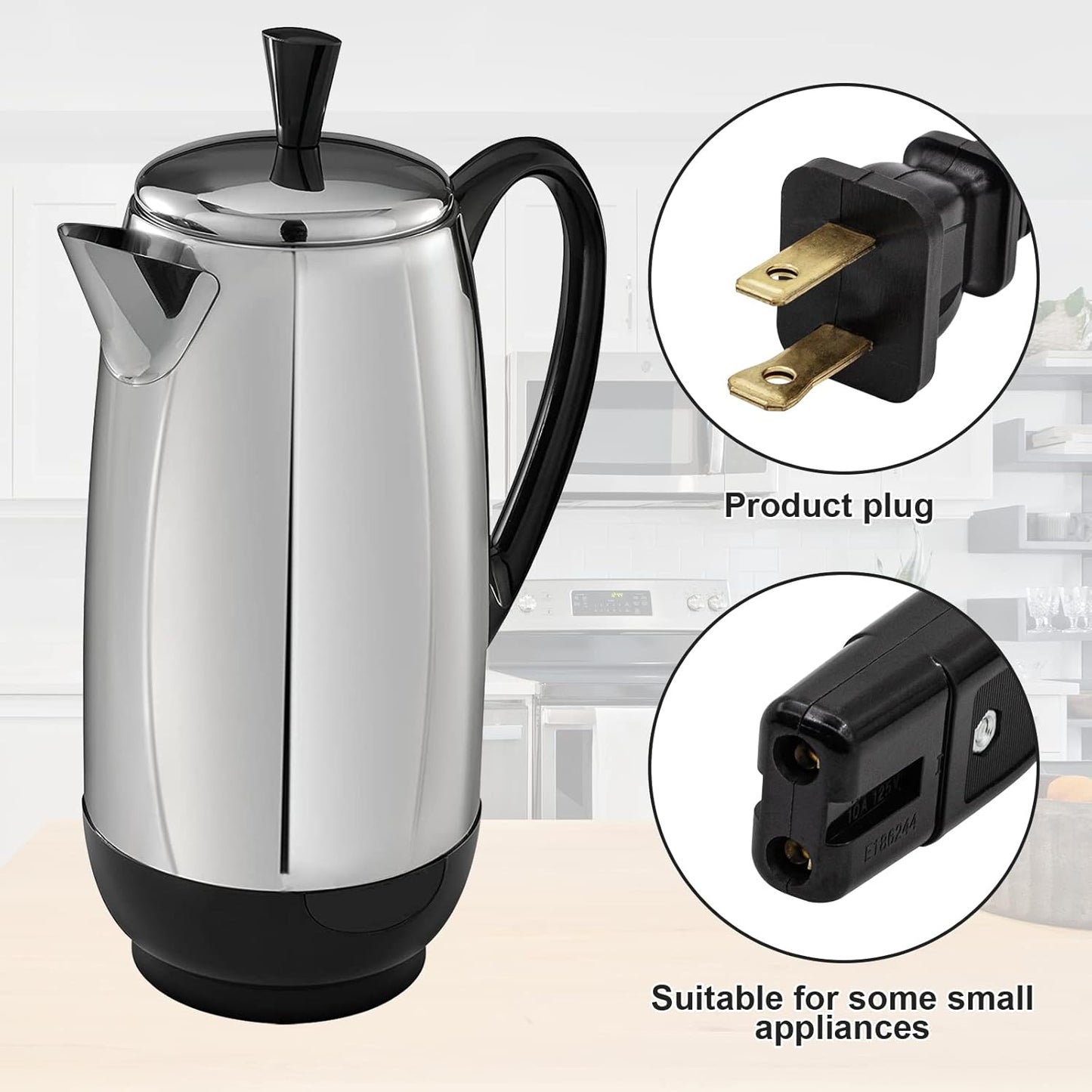 New 1/2 inch 2ft Cord for Farberware Coffee Pot Percolator