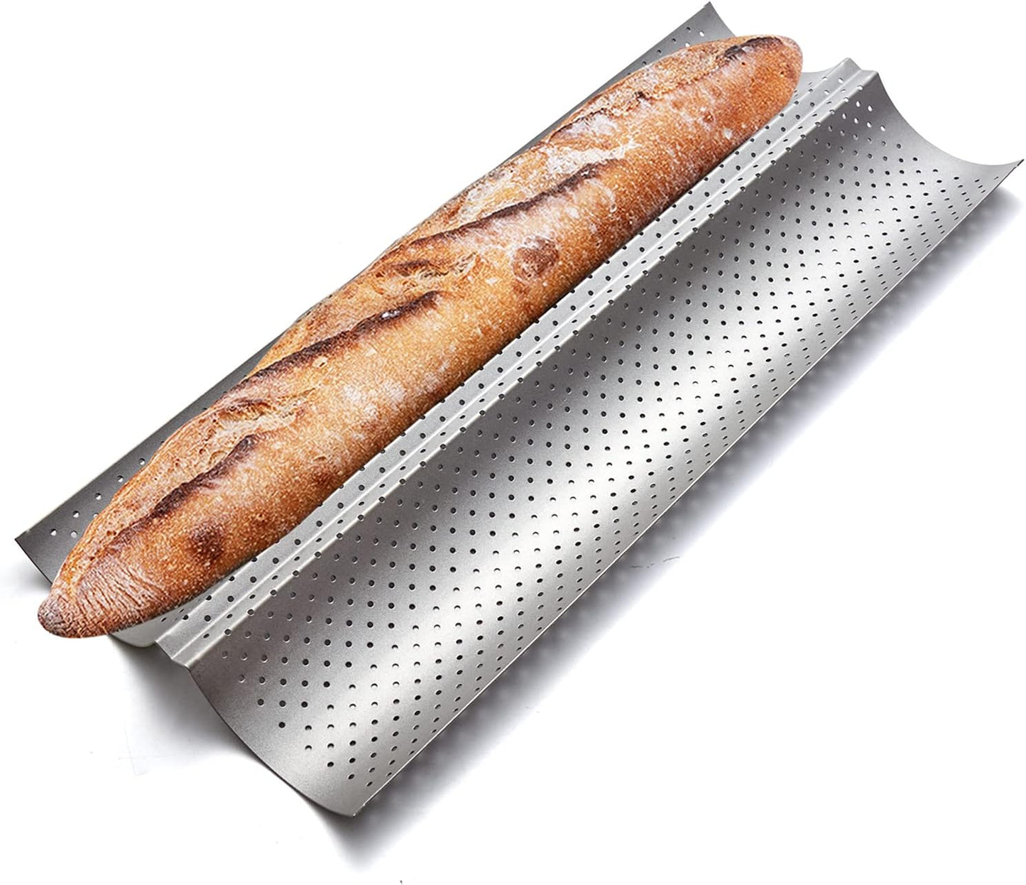 2 15" 6.3", KITESSENSU Nonstick Baguette Pans for French Bread Baking, Perforated Loaves Baguettes Bakery Tray, x