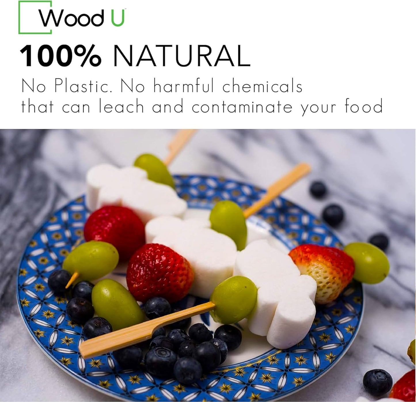 Wooden Bamboo Skewers Paddle Picks - 7" - 100 Pcs Toothpicks for Appetizers - Cocktail Picks for Fruits, Kabab