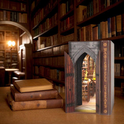 Dolphin Island DIY Book Nook Kit for Adults, Infinite Magicspell Library Booknook with Flame Illusion