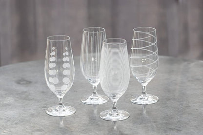 Mikasa 'Cheers' Beer Glasses/Craft Beer Glass Set with Decorative Etching, Crystal Glass, Silver Effect, 460 ml, Set of 4