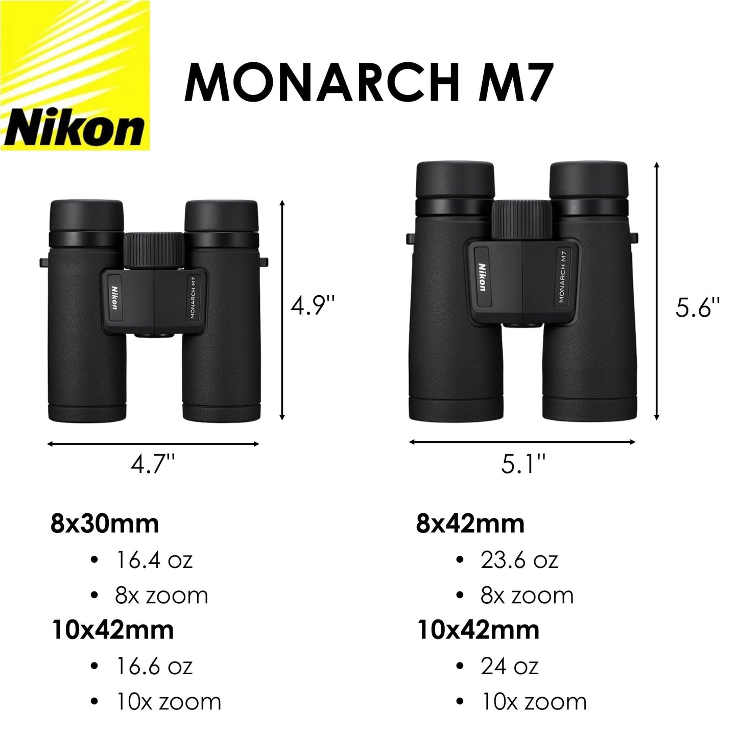 Nikon Monarch M7 10x42 (16766) Black Binoculars Bundle with Lens Pen and Cleaning Cloth, Compact Binoculars for Adults for Hunting, Bird Watching, and Hiking Essentials, Zoom Lightweight Travel