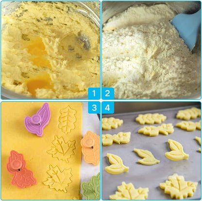 Yunko Cake Leaves Baking Pie Crust Cookie Cutters, Set of 4