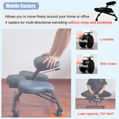 HDYZJQ Office Chair for Cross Legged Sitting with Wheels, Kneeling Chair to Improve Posture and Relieve Pain, Ergonomic Yoga Meditation Chair(White)