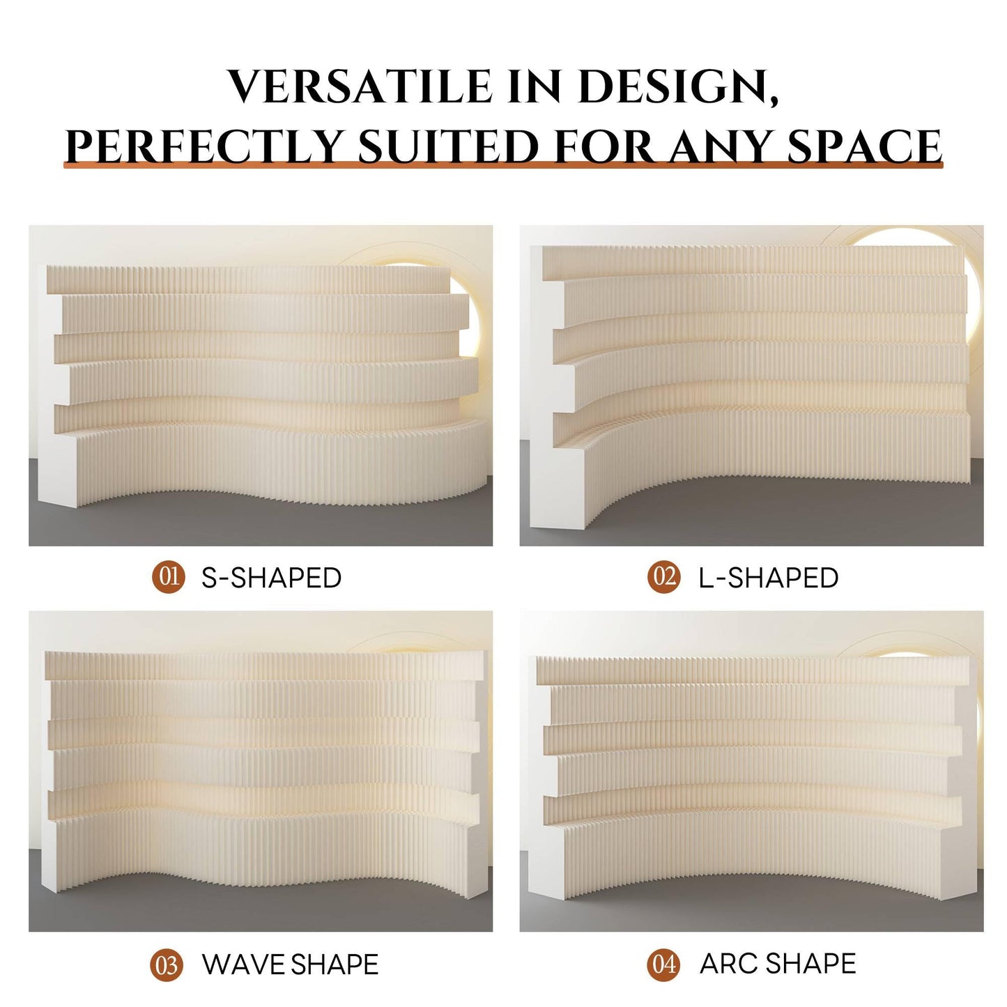 Kraft Paper Room Divider Screen 7.87ft * 16.41ft Foldable Privacy Partition for Home Office,Portable Folding Divider Wall for Dorm Studio Exhibition Store,Eco-Friendly Adjustable Room Separator Panel
