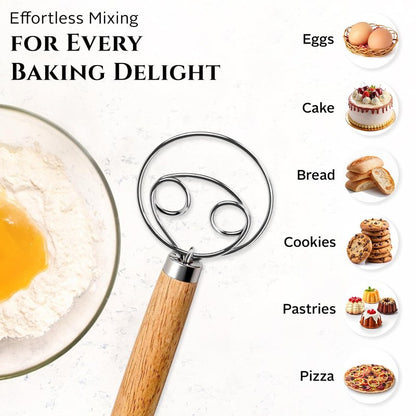 Spartali & Company Versatile 13-Inch Danish Dough Whisk for Sourdough: Essential Sourdough Bread Baking Supplies, Bread Making Tools, and Baking Tools - Whisks for Cooking & Mixing Dough Effortlessly