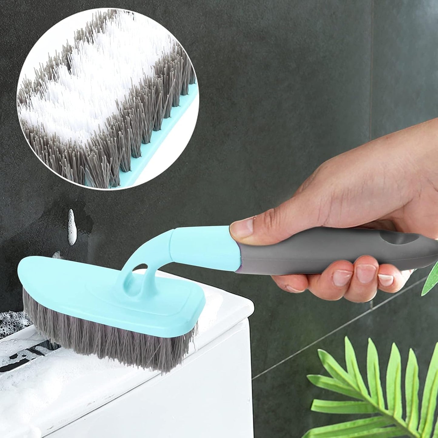 Scrub Brush, Cleaning Shower Scrubber with 9 Inch Ergonomic Handle, Heavy Duty Brush for Bathroom, Floor