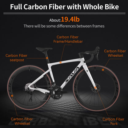 SAVADECK Carbon Road Bike,Lightweight Full Carbon Racing Bicycle with Shimano R7120 24S Shift Groupset and Hydraulic Oil Disc Brake Bike