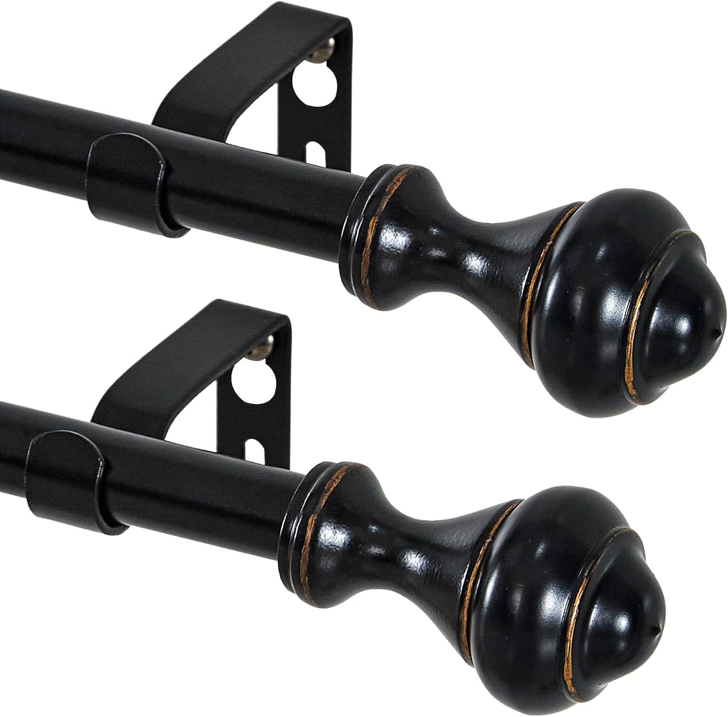 NICETOWN Adjustable Curtain Rods 2-Pack | 48-86 Inch | Black Grommet Blackout Curtains