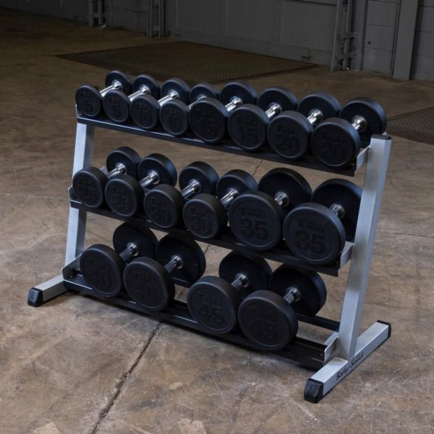 Body Solid (GDR48) 3-Tier Dumbbell Rack - Heavy-Duty 48inch Wide Weight Stand for 5-55 lb. Dumbbells Set, Home Gym Storage Solution